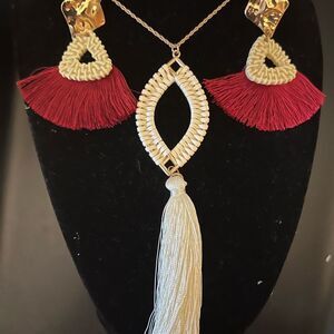 Boho Tassel Necklace and Earrings